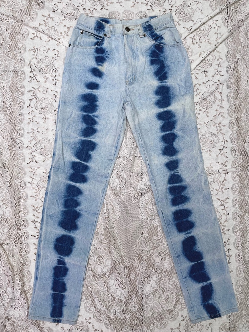 Nixit | Vintage 80s Curvy Acid-Washed Bleach-Dyed Straight-Leg Jeans